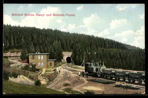 AK Braune Sumpf, Bahnhof Braune Sumpf, Bielstein-Tunnel, Harz-Zahnrad-Bahn