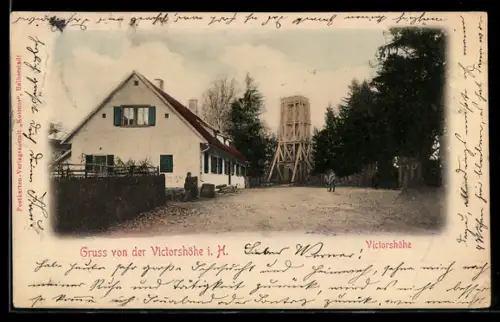 AK Victorshöhe i. H., Gasthaus und Aussichtsturm