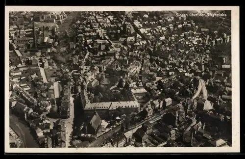 AK Siegen, Stadtkern vom Flugzeug aus