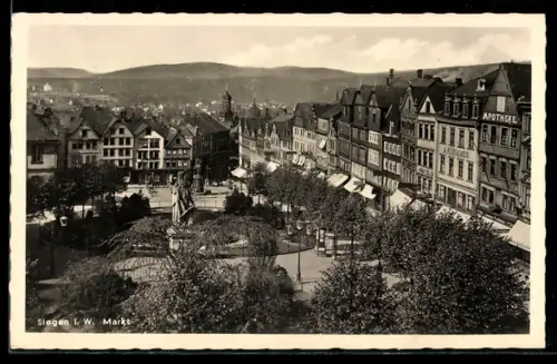 AK Siegen i. W., Markt, Apothekengebäude, Platzansicht