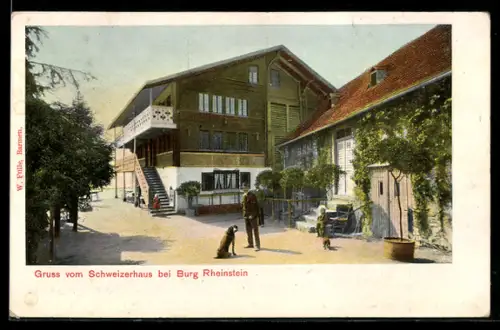 AK Rheinstein, Schweizerhaus bei Burg Rheinstein