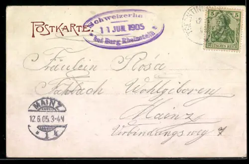 AK Rheinstein, Schweizerhaus bei Burg Rheinstein