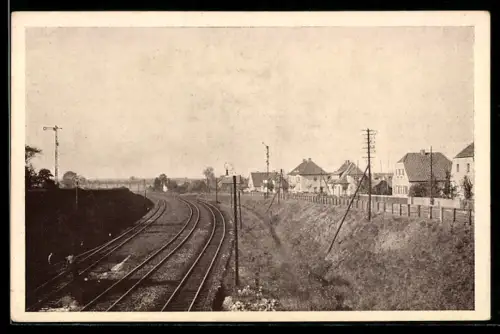 AK Varel /i. O., Blick von der Eisenbahnbrücke