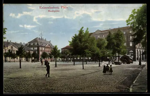 AK Kaiserslautern, Pfalz, Marktplatz, Panorama