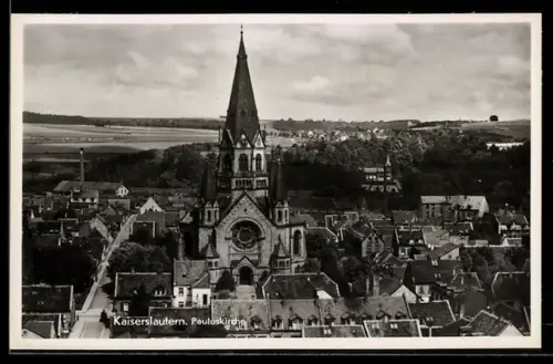AK Kaiserslautern, Pauluskirche aus der Vogelschau
