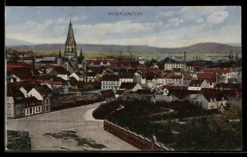 AK Kaiserslautern, Ortsansicht mit Kirche und Anlagen