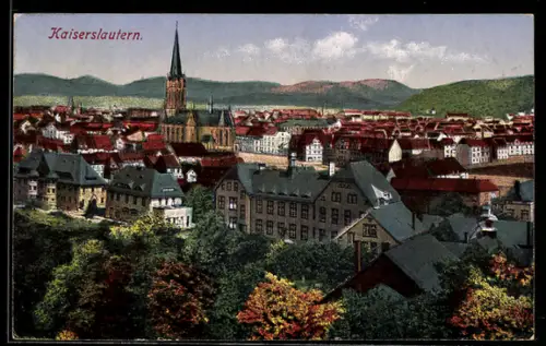 AK Kaiserslautern, Ortsansicht mit Blick in die Berge