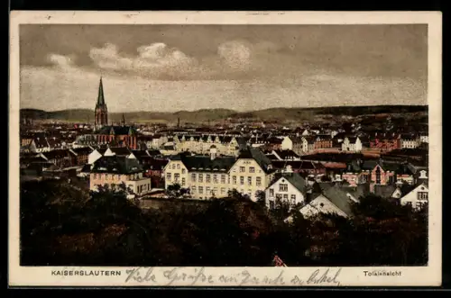 AK Kaiserslautern, Totalansicht mit Fernblick aus der Vogelschau