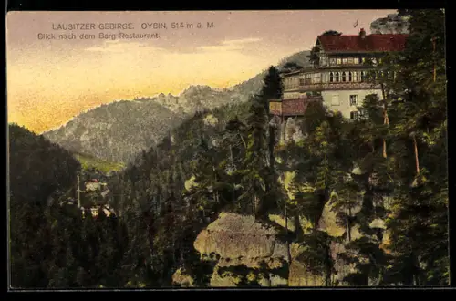 AK Oybin, Blick nach dem Berg-Restaurant