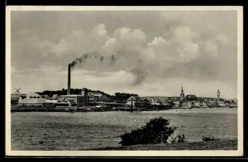 AK Kappeln /Schlei, Fabrikgelände, Windmühle, Stadtpanorama
