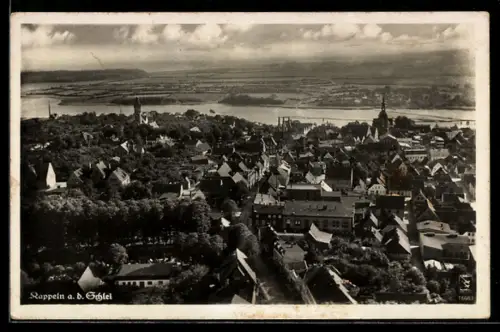 AK Kappeln a. d. Schlei, Ortsansicht mit Kirche und Hafen, Fliegeraufnahme