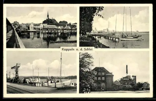 AK Kappeln a. d. Schlei, Fabrik Nestle, Ortsansicht, Hafen