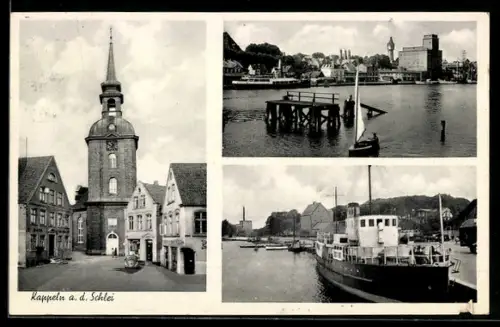 AK Kappeln a. d. Schlei, Kirche, Hafen, Dampfer