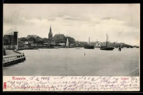 AK Kappeln, Schlei und Ort, Kirche, Hafen, Schiffe