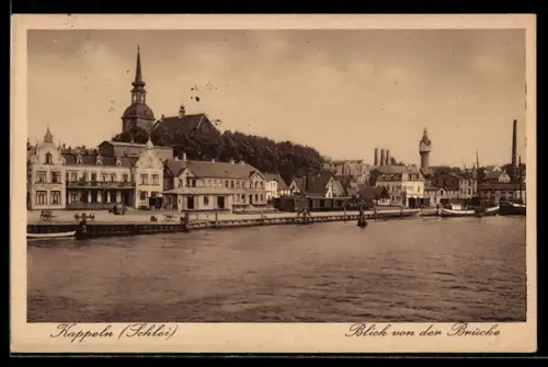 AK Kappeln /Schlei, Blick von der Brücke auf den Ort