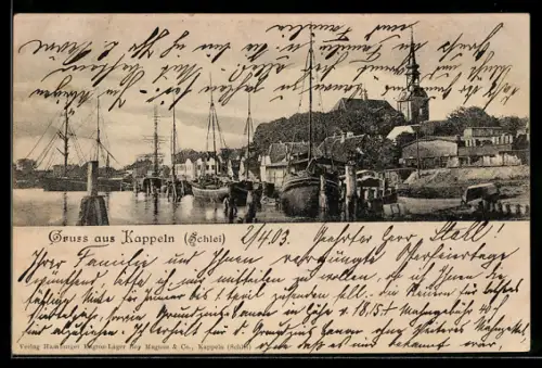 AK Kappeln /Schlei, Hafenpartie mit Kirche