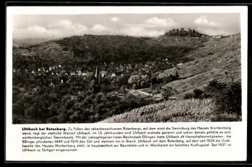 AK Uhlbach bei Rotenberg, Ortsansicht u. Rotenberg mit Grabkapelle, Weinberge