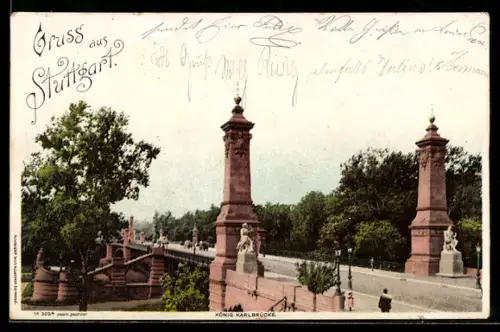 AK Stuttgart, König-Karl-Brücke