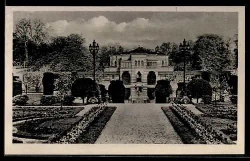 AK Cannstatt, Schloss Wilhelma, Festsaalgebäude, Gartenanlage
