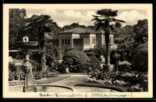 AK Bad Cannstatt, Wilhelma, Gartenanlage, Palmen, Brunnen