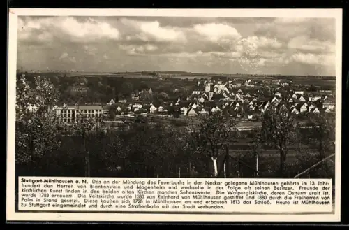 AK Stuttgart-Mühlhausen, Ortsansicht, Gasthaus z. Löwen, Inh. Gotth. Häussermann