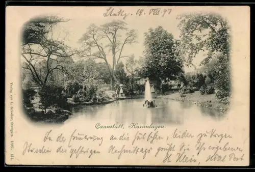 AK Cannstatt, Kuranlagen, Teichpartie