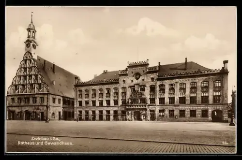AK Zwickau i. Sa., Rathaus und Gewandhaus