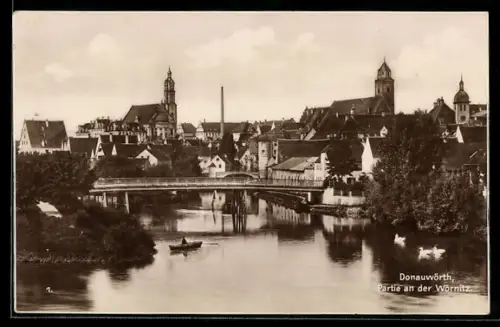 AK Donauwörth, Wörnitz mit Kirche