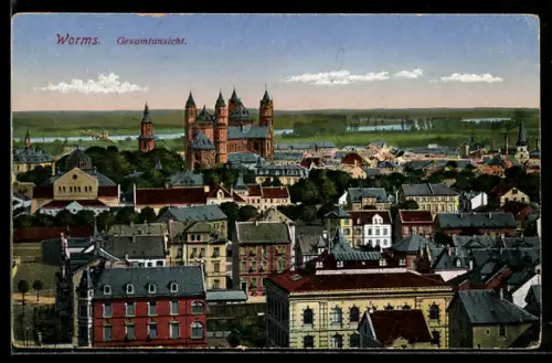 AK Worms, Gesamtansicht mit Schloss