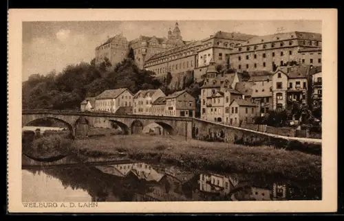 AK Weilburg a. d. Lahn, Ortspartie mit Schloss