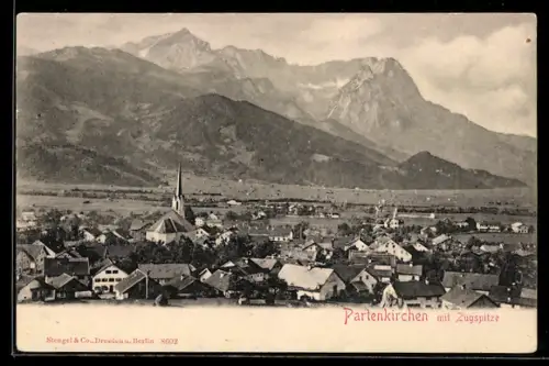 AK Partenkirchen, Teilansicht mit Zugspitze