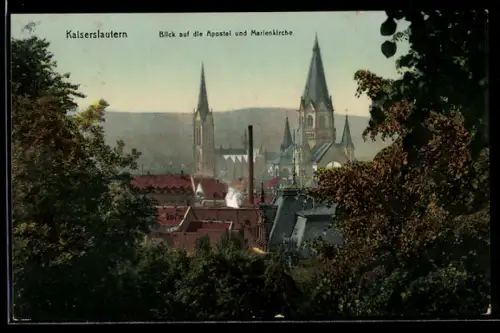 AK Kaiserslautern, Blick auf die Apostel und Marienkirche