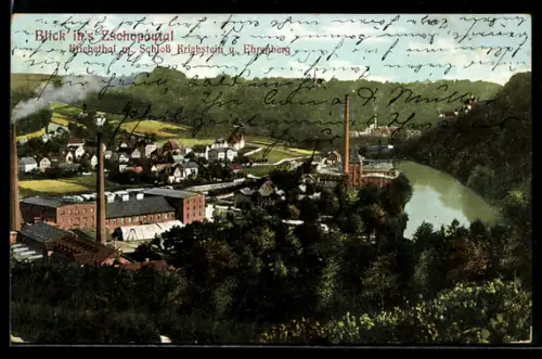 AK Kriebstein /Zschopautal, Kriebethal mit Schloss Kriebstein und Ehrenberg