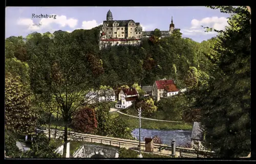 AK Rochsburg, Panorama mit Schloss
