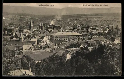 AK Kaiserslautern, Blick auf die Mitte der Stadt mit Kirche