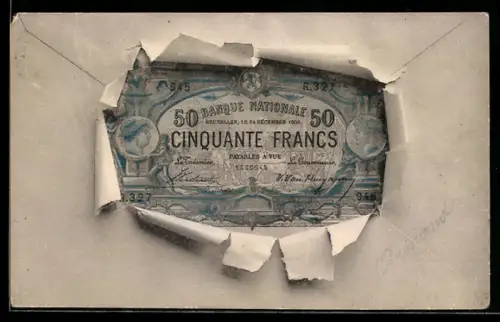 AK Geldschein Fünzig Francs