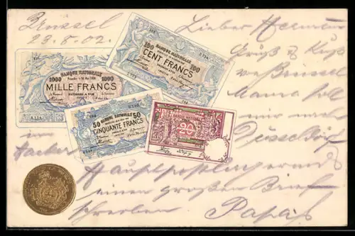 Präge-AK Bruxelles, Geldscheine- und Münze