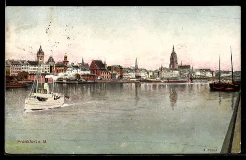 AK Alt-Frankfurt, Uferpartie mit Dom