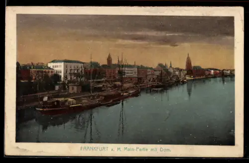 AK Alt-Frankfurt, Uferpartie mit Dom