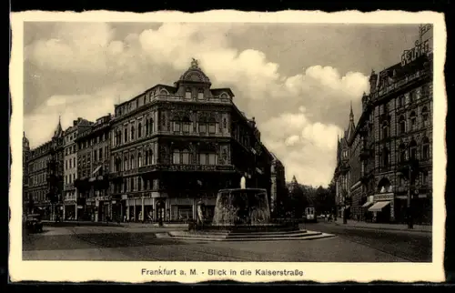 AK Frankfurt a. M., Kaiserstrasse mit Geschäften