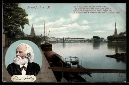 AK Alt-Frankfurt, Brücke mit Dom, Friedrich Stoltze