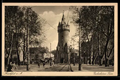AK Frankfurt a. M., Eschenheimer Turm, Panorama