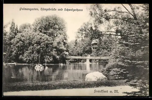 AK Frankfurt-Westend, Palmengarten, Hängebrücke und Schweizerhaus