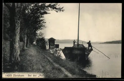 AK Au /Zürichsee, Partie bei der Insel Au