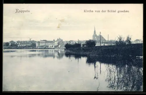 AK Kappeln, Kirche von der Schlei gesehen