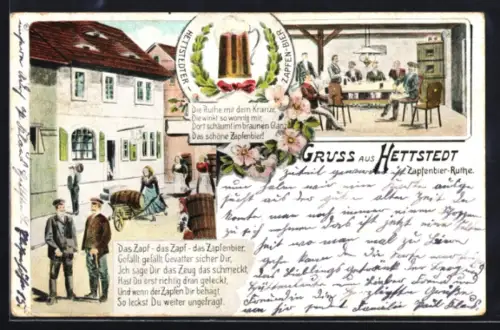 Künstler-AK Hettstedt, Gasthof, Innenansicht