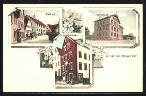 AK Birkenfeld, Haus Sponnagel, Rathaus, Schulhaus