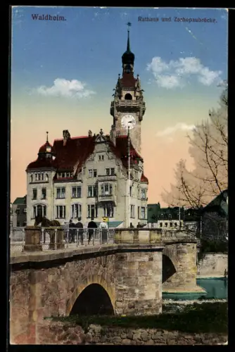 AK Waldheim, Rathaus, Zschopaubrücke