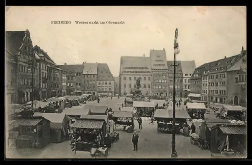 AK Freiberg, Wochenmarkt am Obermarkt