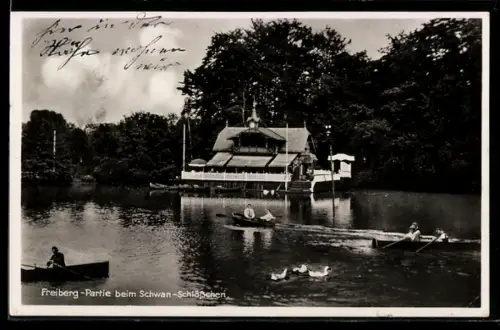 AK Freiberg, Partie beim Schwan-Schlösschen